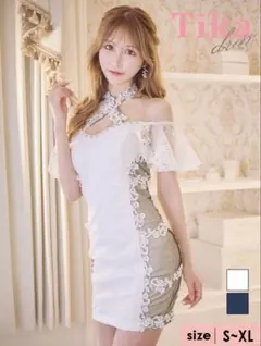 タイトミニドレス クロスネック レース オフショルダー キャバドレス tika