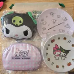 マイメロクロミ 2026 モスバーガー福袋 ポーチとエコバッグ プレート×2