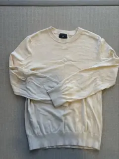 H&M ユニセックス　ニット　アイボリー　白　長袖 クルーネック メンズS