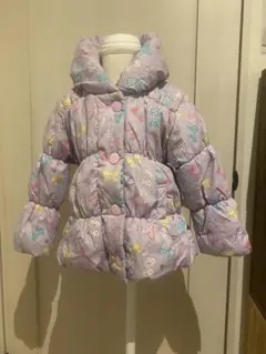 mother ways リボン柄紫色ダウンコート フード付き　104㌢