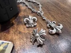 ⭐️CM　シルバーネックレス　シルバークロス＆クロスチェーンセット　刻印有り