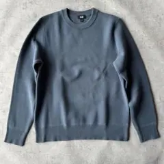 美品　ユニクロ　メンズS ミラノリブ　ニット　ブルーグレーグレー