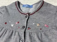 ファミリア　刺繍グレー半袖ワンピース