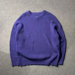 OLD GAP クルーネック ニット セーター M 紫 00s 畦編み 無地