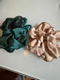 ❤︎グリーンとベージュのシュシュセット❤︎