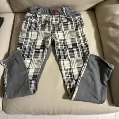 チェック柄ロングパンツ グレー・白・黒