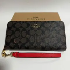コーチ CW778 シグネチャー柄 長財布 ブラウン