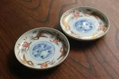 デッドストック！優美な輪花縁に趣ある花鳥染付文の映えるお皿2点（検