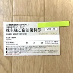 東急不動産ホールディングス 　株主様ご宿泊優待券　１枚