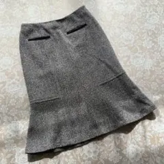 ソニアリキエル　ツイードフレアースカート38黒×白×青×こげ茶