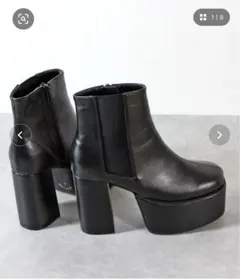 美品　LOVEHUNTER 軽量厚底　スクエアトゥチェルシーヒールブーツ