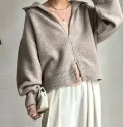 DOUDOU ダブルジップニットブルゾン