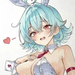 【中色紙】手描き アナログ 原画 オリジナル バニーガール イラスト