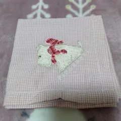 ピンクハウス 犬とロゴ刺繍ギンガムチェック柄ハンカチ