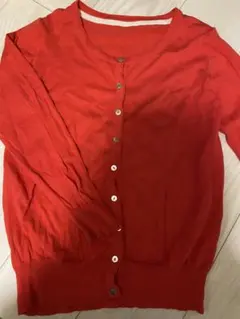 vis☆ニットカーディガン☆レッド☆赤☆薄手☆コットン100%☆綿100%