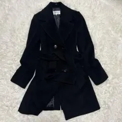 Pinky&Dianne アンゴラ混トレンチコート ベルト付 ブラック　38