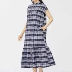 チェック柄ノースリーブシャツワンピース
