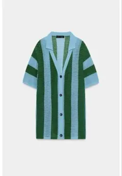 ZARA ストライプ メッシュ 半袖カーディガンのサムネイル