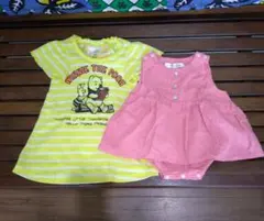 プーさんロンパース＆ピンクロンパース ワンピース 2点セット size70