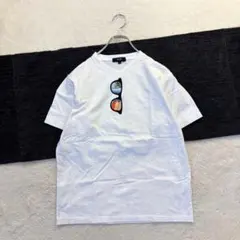 ビームスハート/M/白/プリントTシャツ/メガネプリント/半袖/春夏/カジュアル