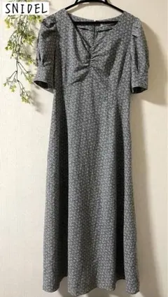 SNIDEL バリエーションプリントパフスリワンピース　スナイデル　グレー