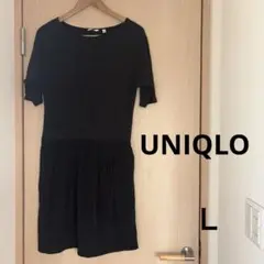 UNIQLO ユニクロ　ブラック 半袖 ワンピース Lサイズ