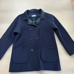 ネイビー/グリーンチェック ダブルブレストコート