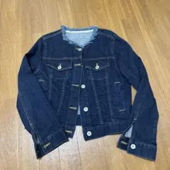 STRAWBERRY-FIELDSフリンジ付きダークブルーデニムジャケット