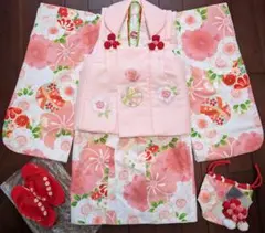 七五三 3歳 女の子 着物 セット 京都 花ひめ 被布 ピンク フルセット