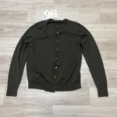 【新品】エクストラファインメリノクルーネックカーディガン（長袖）オリーブ　XL