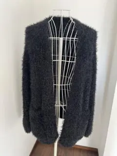 キラキラ風ブラックカーディガン 長袖 ポケット付き