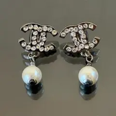 CHANEL シャネル ココマーク ラインストーン パール 07V ピアス