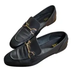 ​美品 ZARA ザラ ビットローファー 黒 ゴールド金具 37サイズ 24cm