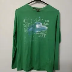 ZARA 宇宙デザイン　ロンT グリーン　 ダメージ加工風　Y2K　ストリート