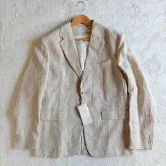 【新品】ZARAテーラードジャケット リネン100% ベージュ メンズ XL相当