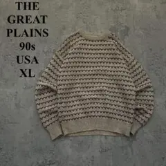 90s THE GREAT PLAINS（XL）USA製＊柄ニット＊ウール混