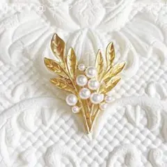 パール　植物　コールド　ブローチ