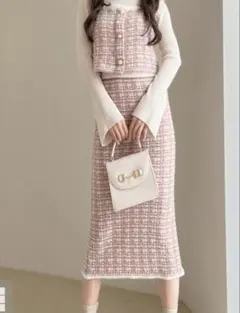 GRL ビスチェXタイトスカートツイードニットセットアップ[dr525]