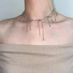 【リボンモチーフネックレス】チョーカー/シルバー/スネーク