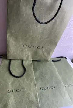 GUCCI エンボス加工 グリーンショッピングバッグ4枚セット