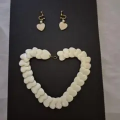 ♡ホワイトハートネックレスとイヤリングセット♡