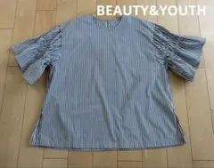 【美品】BEAUTY&YOUTHストライプ フレア袖 シャツ 半袖のサムネイル