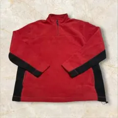 サ*ナ様 00s GAP ジップフリース US プルオーバー 赤黒 裏起毛 極厚