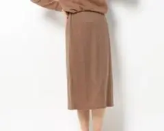 earth music&ecology リブニットタイトスカート ブラウン F