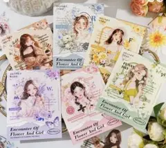 コラージュ素材　女の子ステッカー　シール　6パックセット
