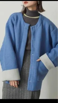 SENSE OF PLACE バイカラーニットコート