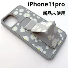 【新品】縦置き　自立　iPhone11pro ケース　花柄　カバー　ベルト付き