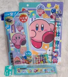 星のカービィ　文具セット 筆箱　両面開き　下敷き　えんぴつ　キャップ　定規