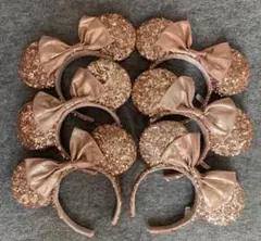 ディズニー　カチューシャ　まとめ売り　スパンコール　ミニー　ピンクゴールド　ラメ