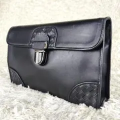 美品 ボッテガヴェネタ イントレチャート セカンドバッグ クラッチバッグ 黒